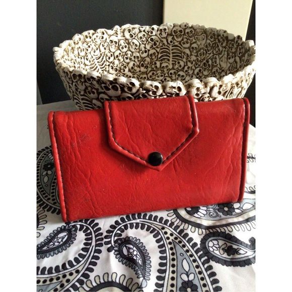 Mid Century Vintage Faux Leather Wallet Red Black Checkbook Wallet ❤️ - Picture 12 of 14